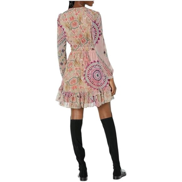 Guess Brigida Fit & Flare Pink Carousel Print Midi Dress Size L - Picture 8 of 8